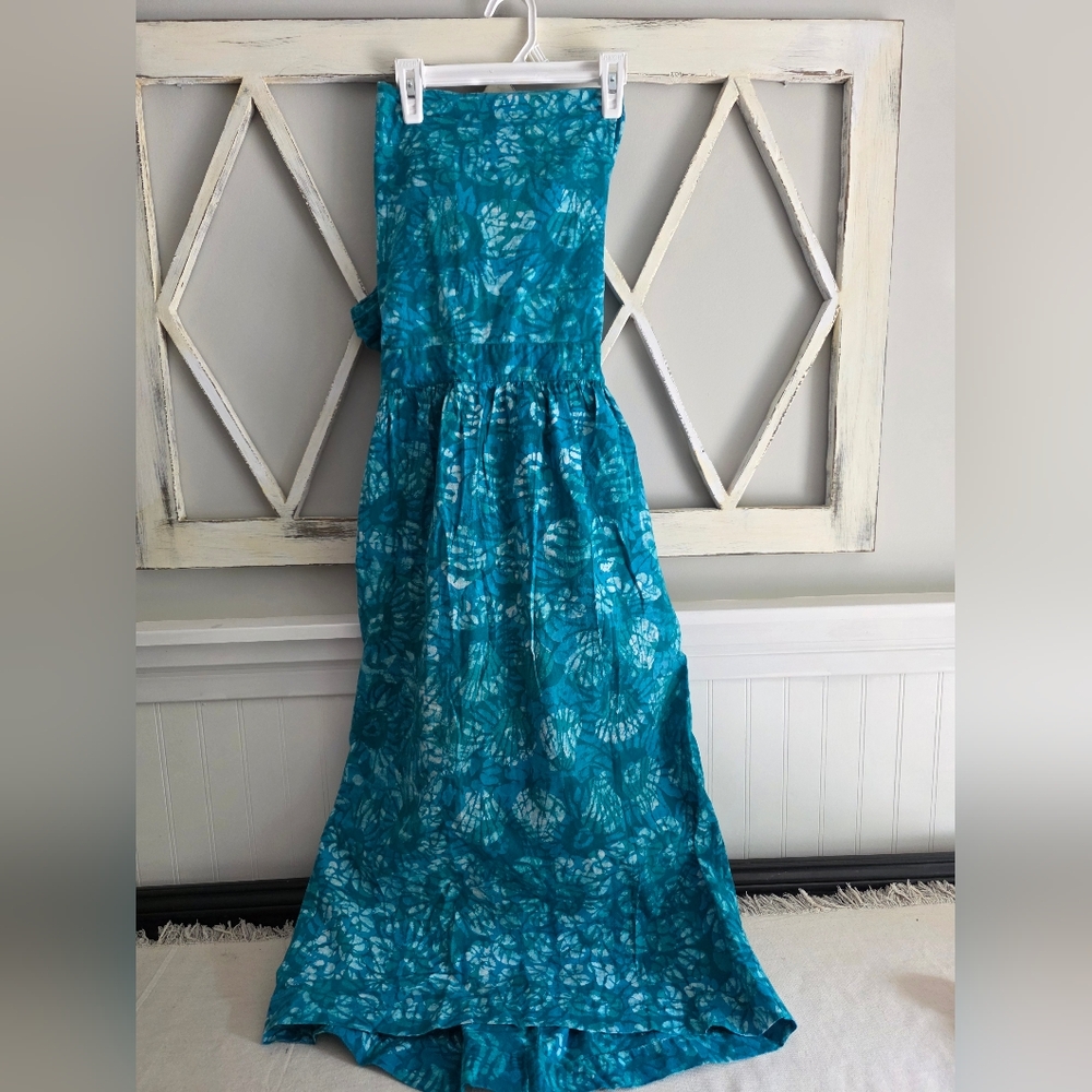 Java Wraps Vintage 90's Tropical Wrap Dress Blue And Teal Size XL St Croix Maxi